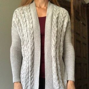 Old Navy cable knit cardigan sweater - light gray